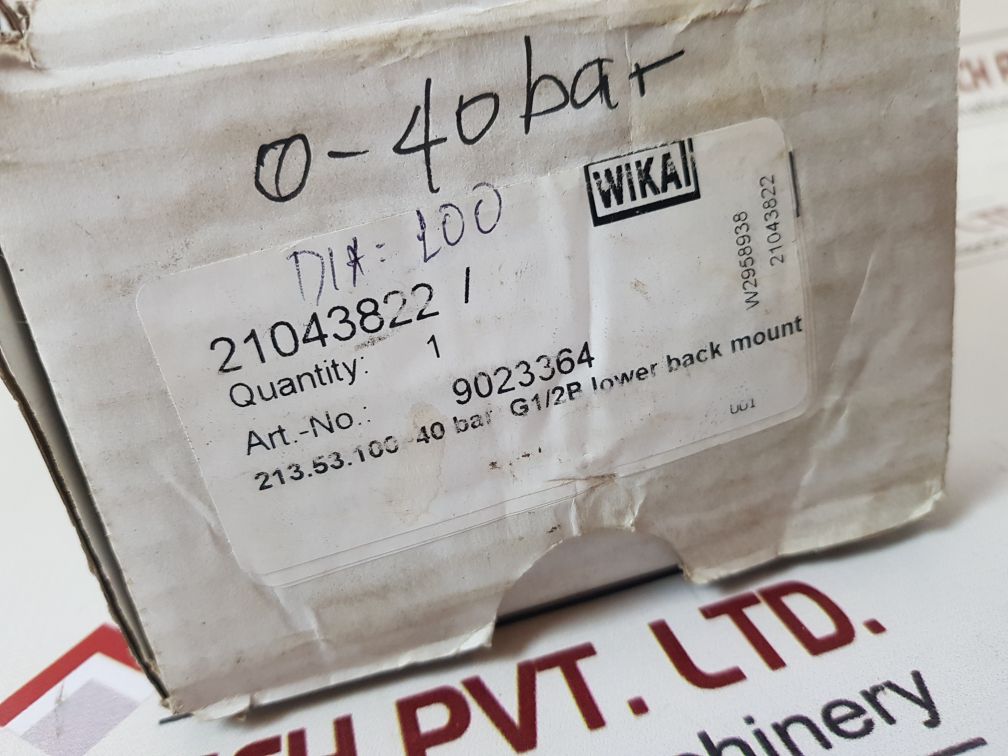 Wika En837-1 Cl. 1.0 Pressure Gauge 0-40 Bar
