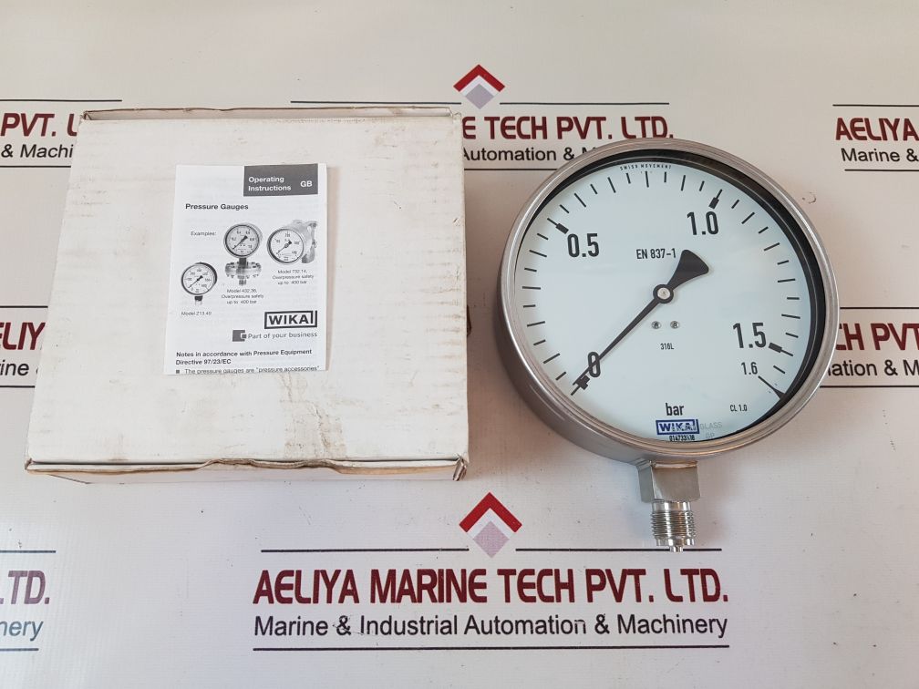 Wika En837-1 Cl. 1.0 Pressure Gauge 0-1.6 Bar
