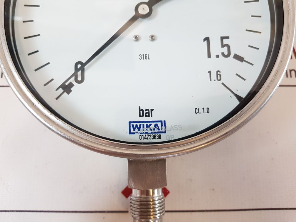 Wika En837-1 Cl. 1.0 Pressure Gauge 0-1.6 Bar
