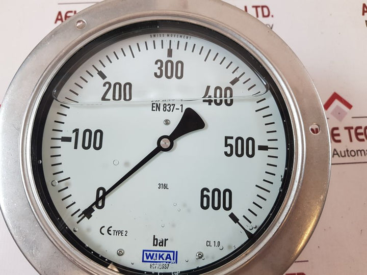 Wika En837-1 Cl. 1.0 Pressure Gauge 0-600 Bar
