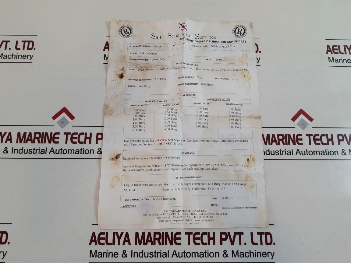 Wika En 837-1 Cl.1.0 Pressure Gauge 0-6 Bar
