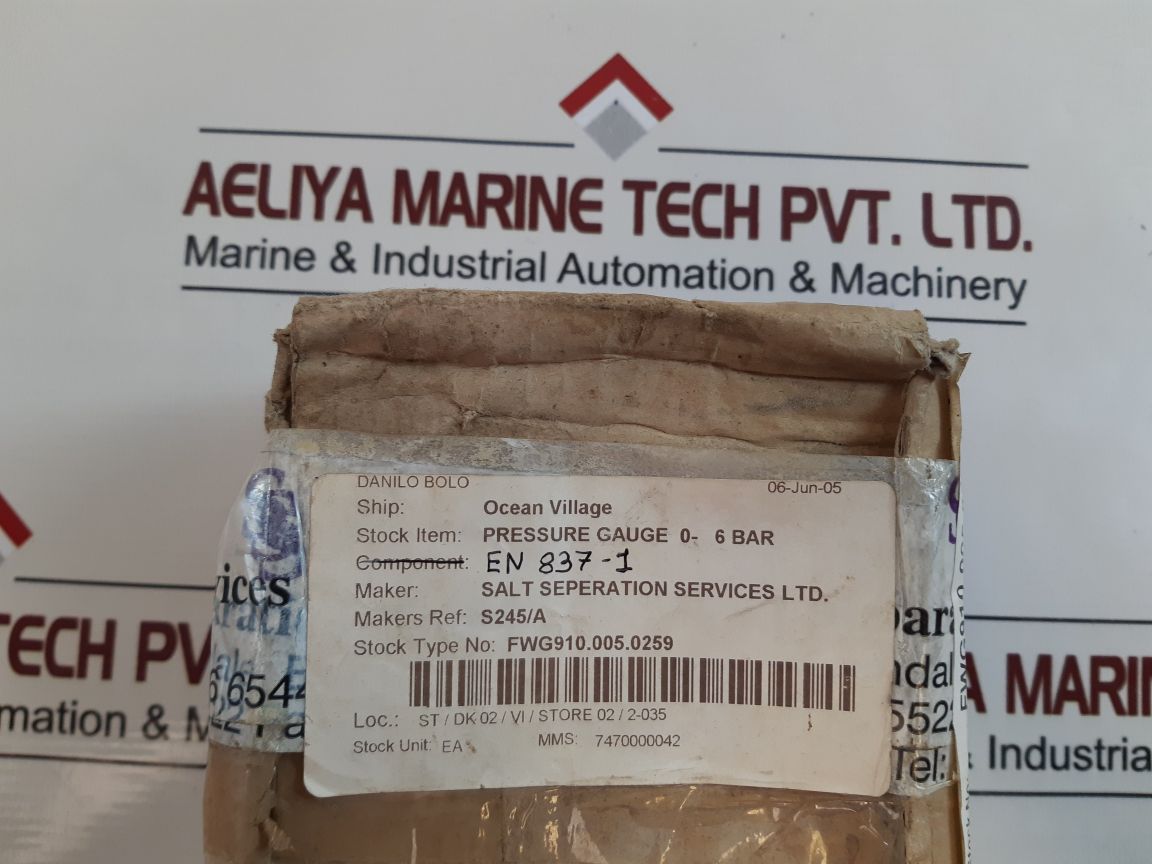 Wika En 837-1 Cl.1.0 Pressure Gauge 0-6 Bar
