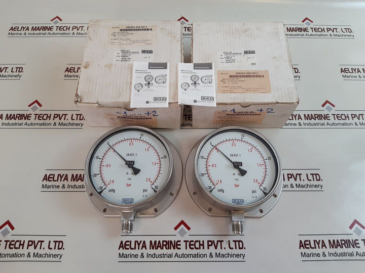 Wika En 837-1 Cl 1.0 Pressure Gauge -1.0 To 2.0 Bar Inhg -30 To 30 Psi