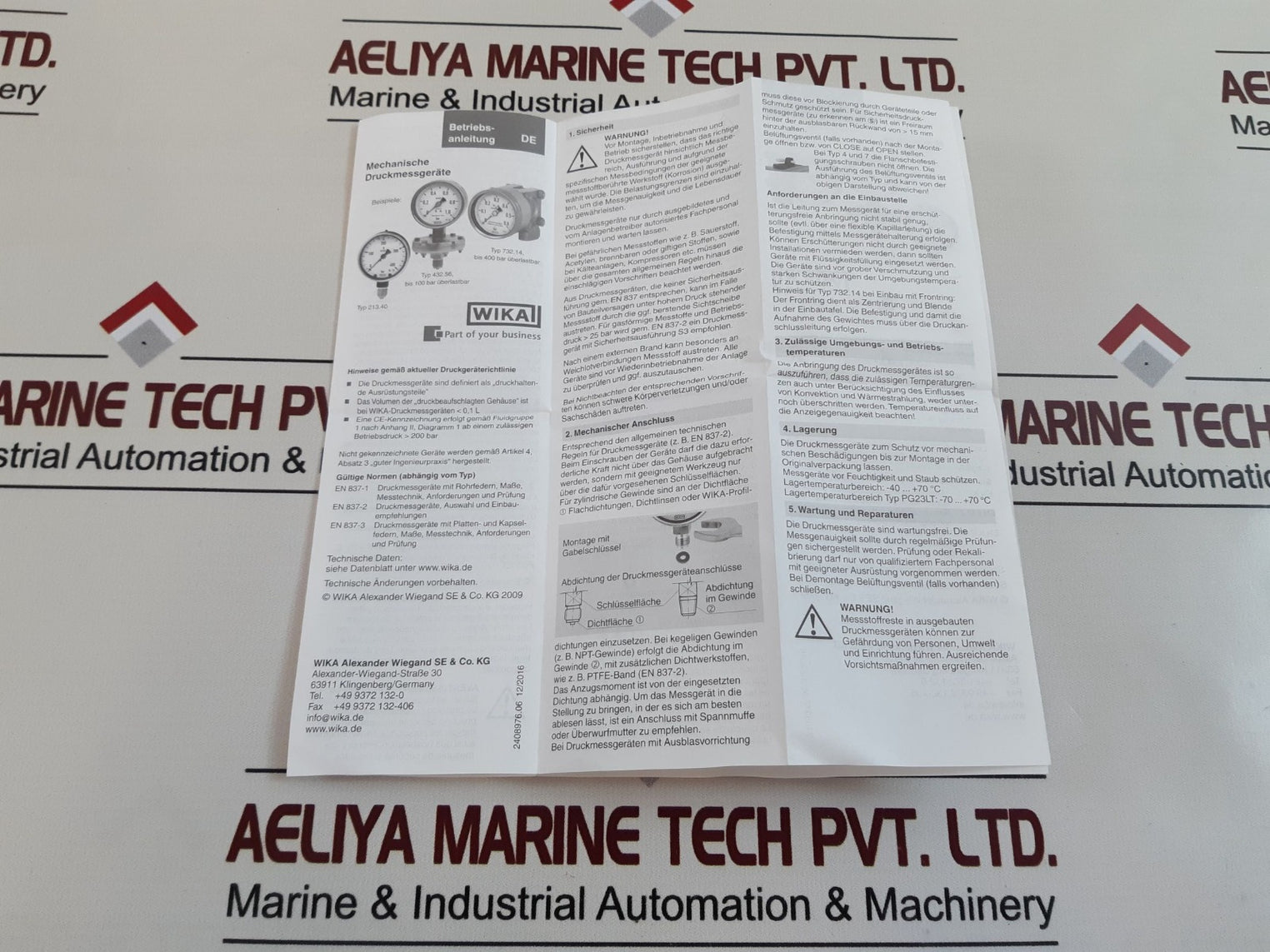 Wika En 837-1 Cl 1.0 Pressure Gauge 0-1000 Bar
