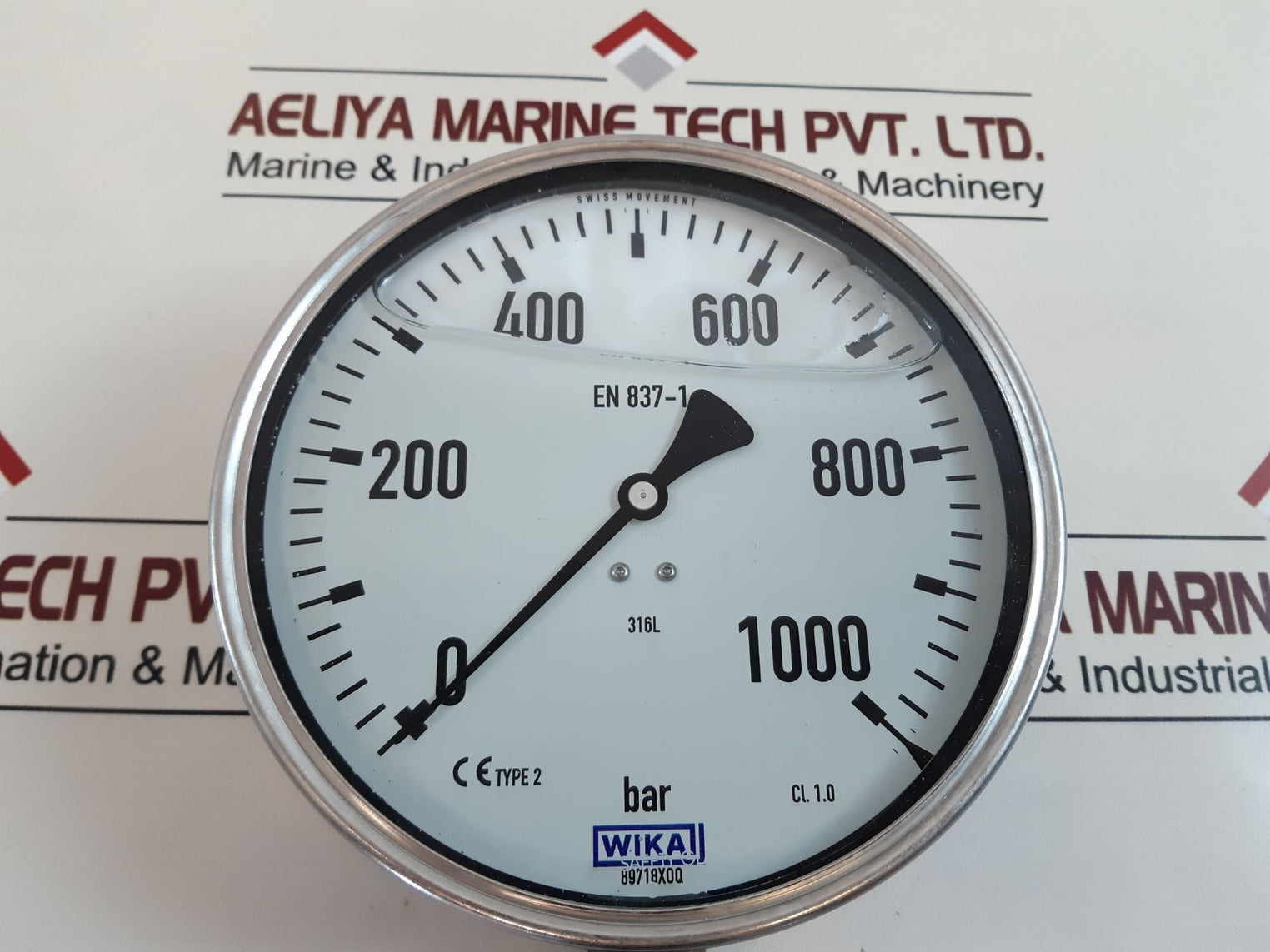 Wika En 837-1 Cl 1.0 Pressure Gauge 0-1000 Bar
