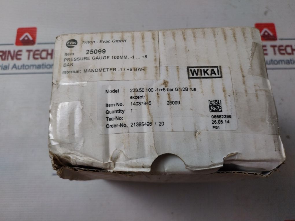 Wika En 837-1 Pressure Gauge -1 To 5 Bar