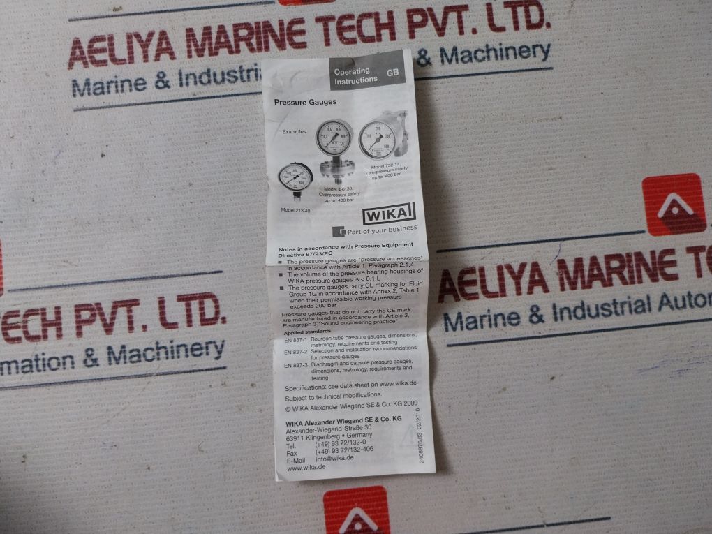 Wika En 837-1 Pressure Gauge -1 To 5 Bar