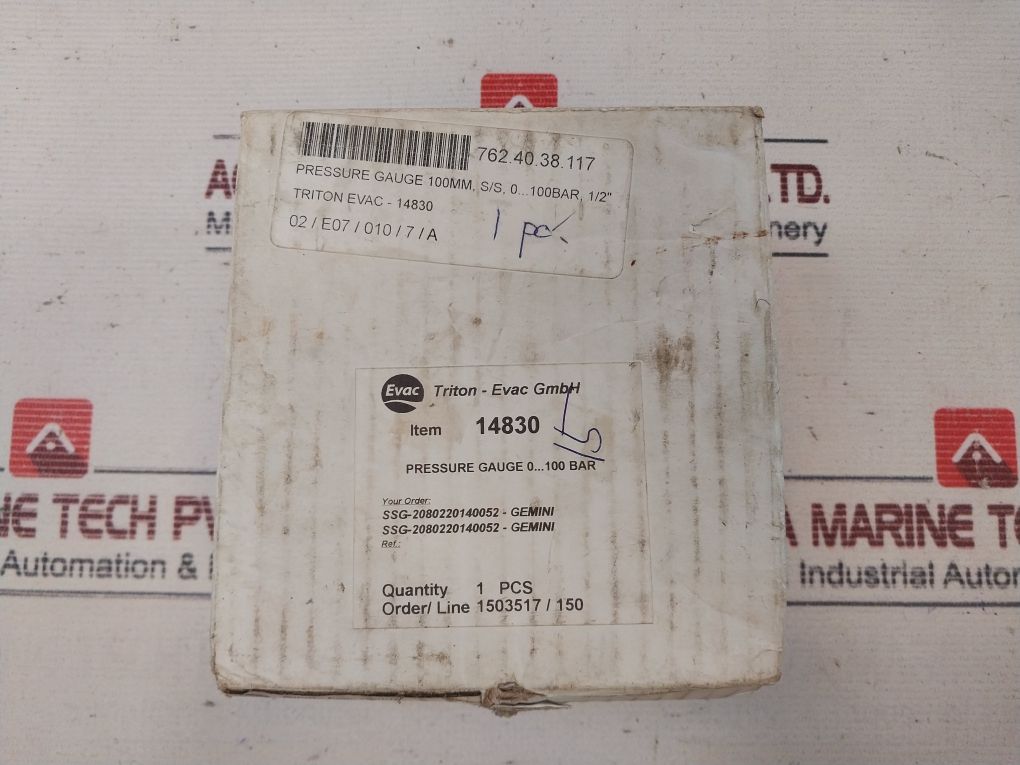 Wika En 837-1 Pressure Gauge 0-100 Bar