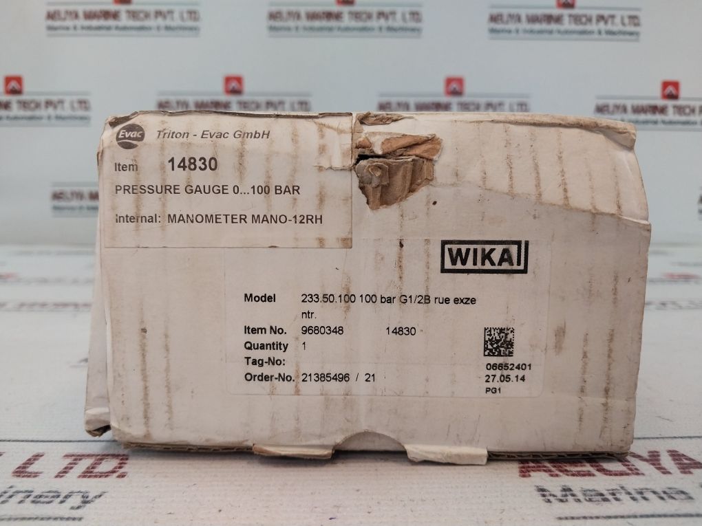 Wika En 837-1 Pressure Gauge 0-100 Bar