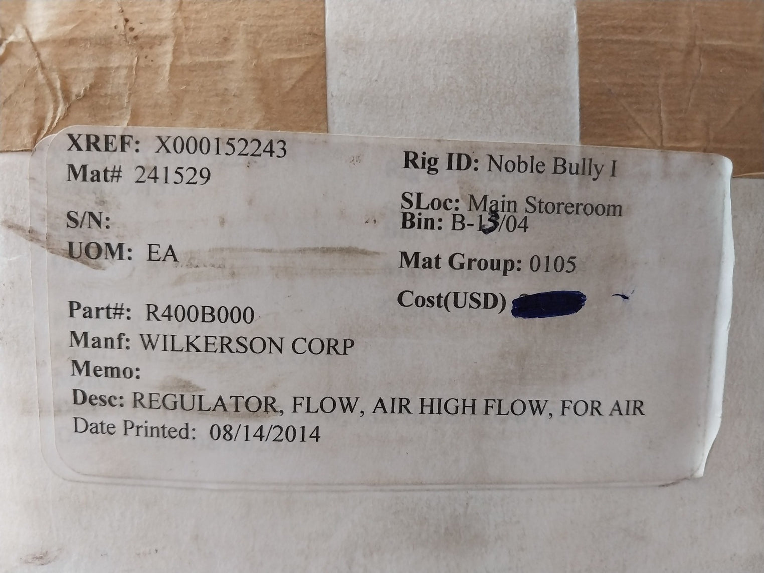 Wilkerson R40-0B-000 1 1/2