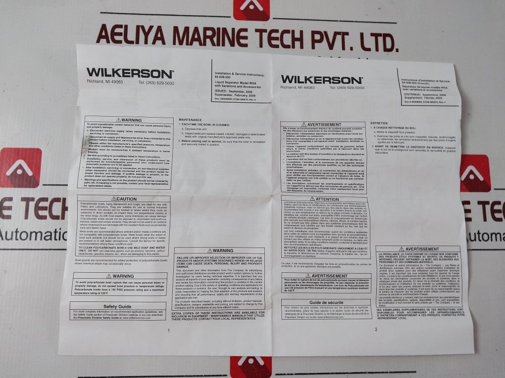 Wilkerson Wsa-04-fm0 Separator Condensate 1/2 Inch