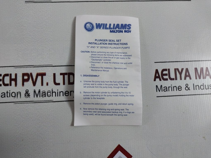 Williams P500V Plunger Seal Set