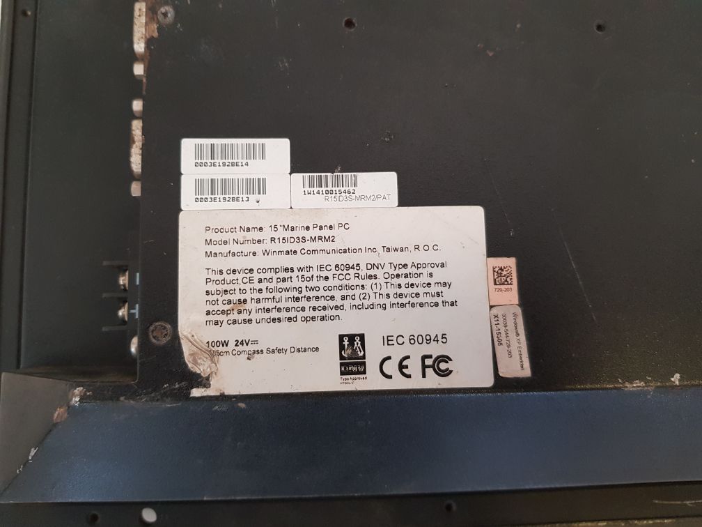 Winmate Communication R15Id3S-mrm2 15” Touch Display Panel Pc 24V Dc