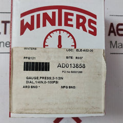 Winters Pfq121 Pressure Gauge Ss 2.5” 1/4" Npt Btm 0-100Psi