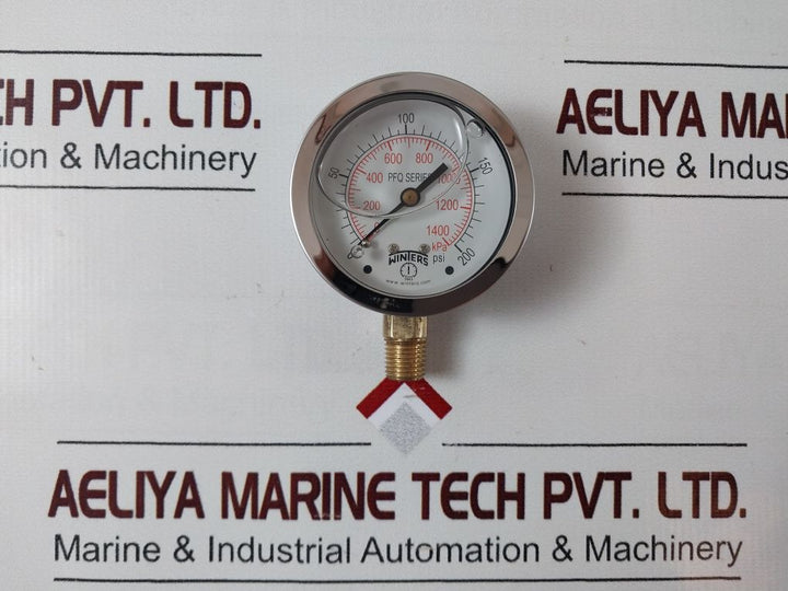 Winters Pfq Series Dual Scale Liquid-filled Pressure Gauge 0 To 1400 Kpa 0 To 20