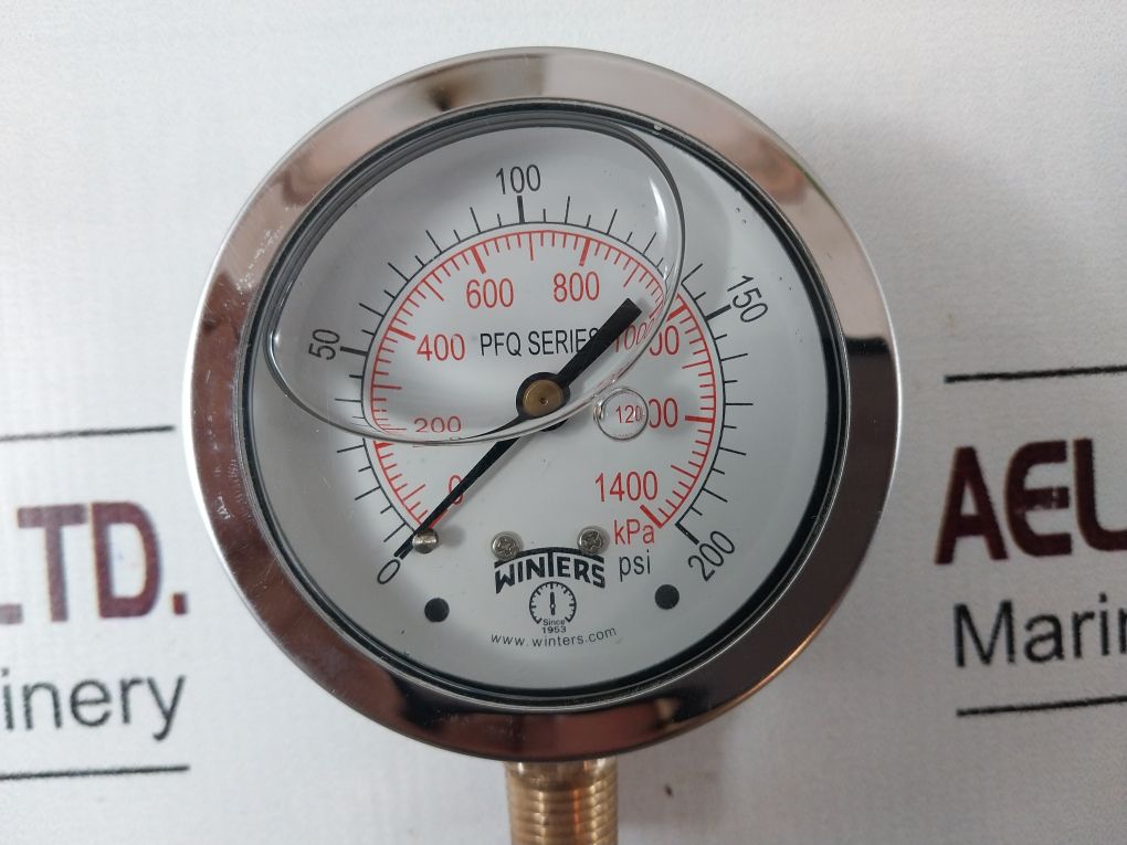Winters Pfq Series Dual Scale Liquid-filled Pressure Gauge 0 To 1400 Kpa 0 To 20