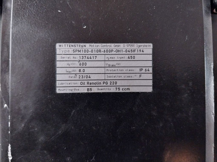 Wittenstein Spm100-010R-600P-oh1-045If194 Servomotor
