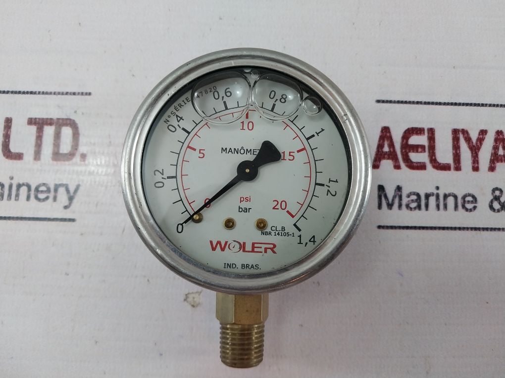 Woler Nbr 14105-1 Cl.B Pressure Gauge 0-20 Psi