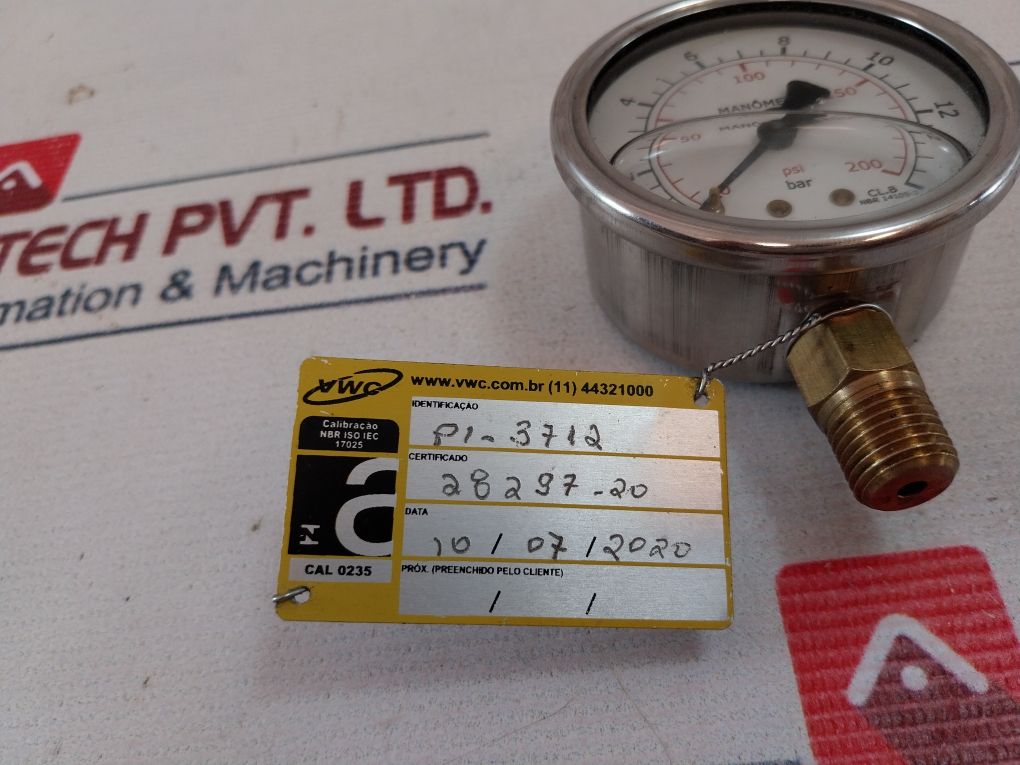 Woler Nbr 14105-1 Pressure Gauge 0-200 Psi 0-14 Bar