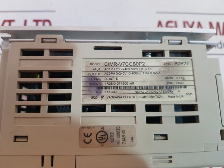 Yaskawa Cimr-v7Ccb0P2 Compact General Purpose Inverter