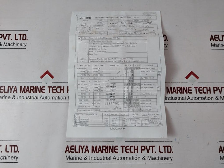 Yokogawa Anb10D,Sb401-11 S1,Pw482-11 S2,Anb10D-421/Cu2N/Z Node Interface Unit