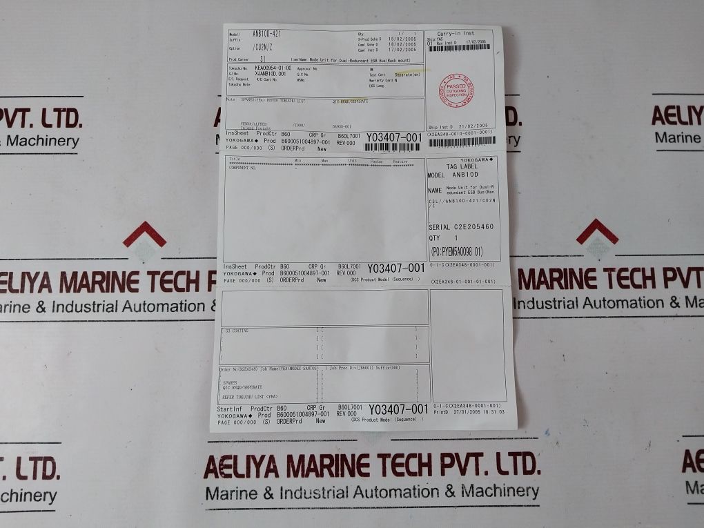 Yokogawa Anb10D,Sb401-11 S1,Pw482-11 S2,Anb10D-421/Cu2N/Z Node Interface Unit