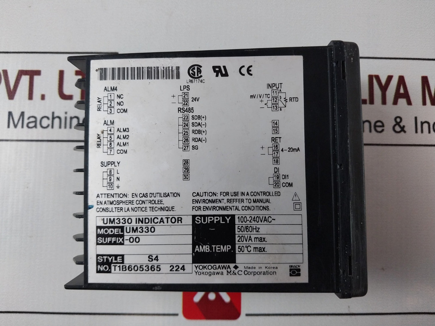 Yokogawa Um330 Digital Temperature Indicator Style: S4 T1B605365 224