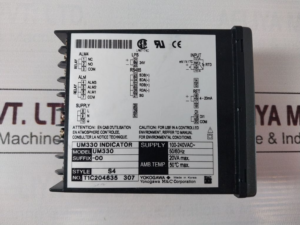Yokogawa Um330 Digital Indicator 100-240Vac 50/60Hz