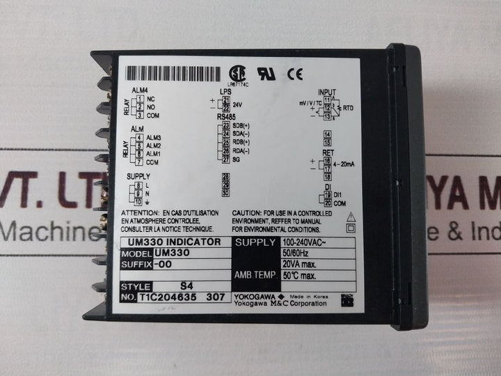 Yokogawa Um330 Digital Indicator 100-240Vac 50/60Hz