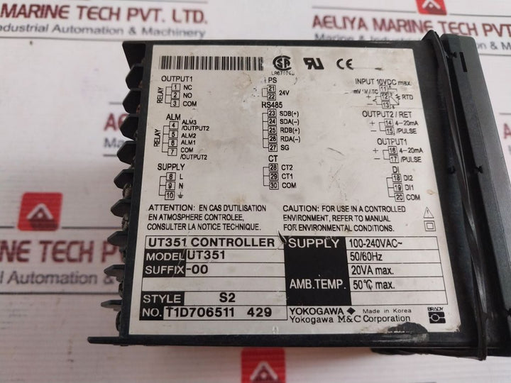Yokogawa Ut351 Digital Indicating Controller 50/60Hz