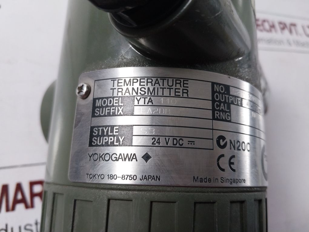 Yokogawa Yta110-ea2Db Temperature Transmitter Car Rng: 0 To 400°C