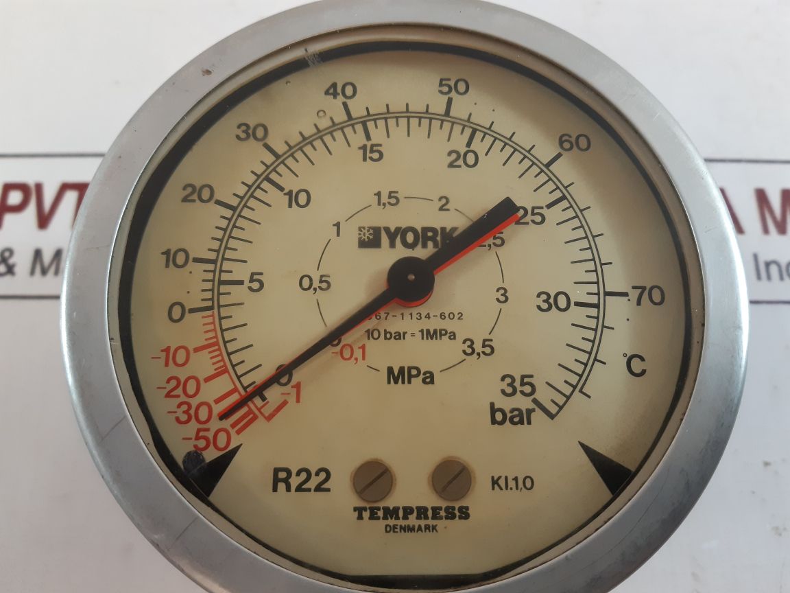 York 3967-1134-602 Pressure Gauge Kl.1,0