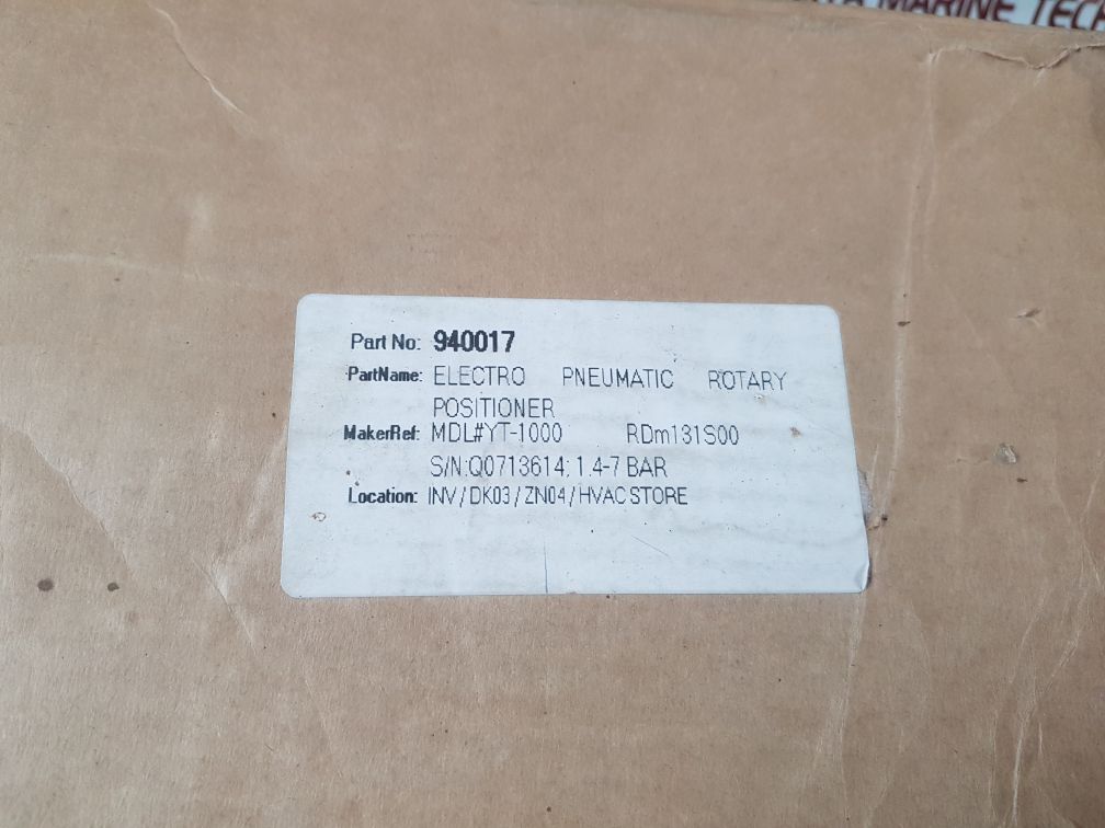 Young tech yt-1000 rdm 131s00 electro-pneumatic positioner