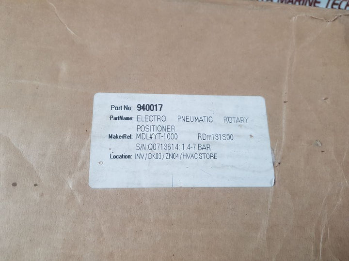 Young tech yt-1000 rdm 131s00 electro-pneumatic positioner