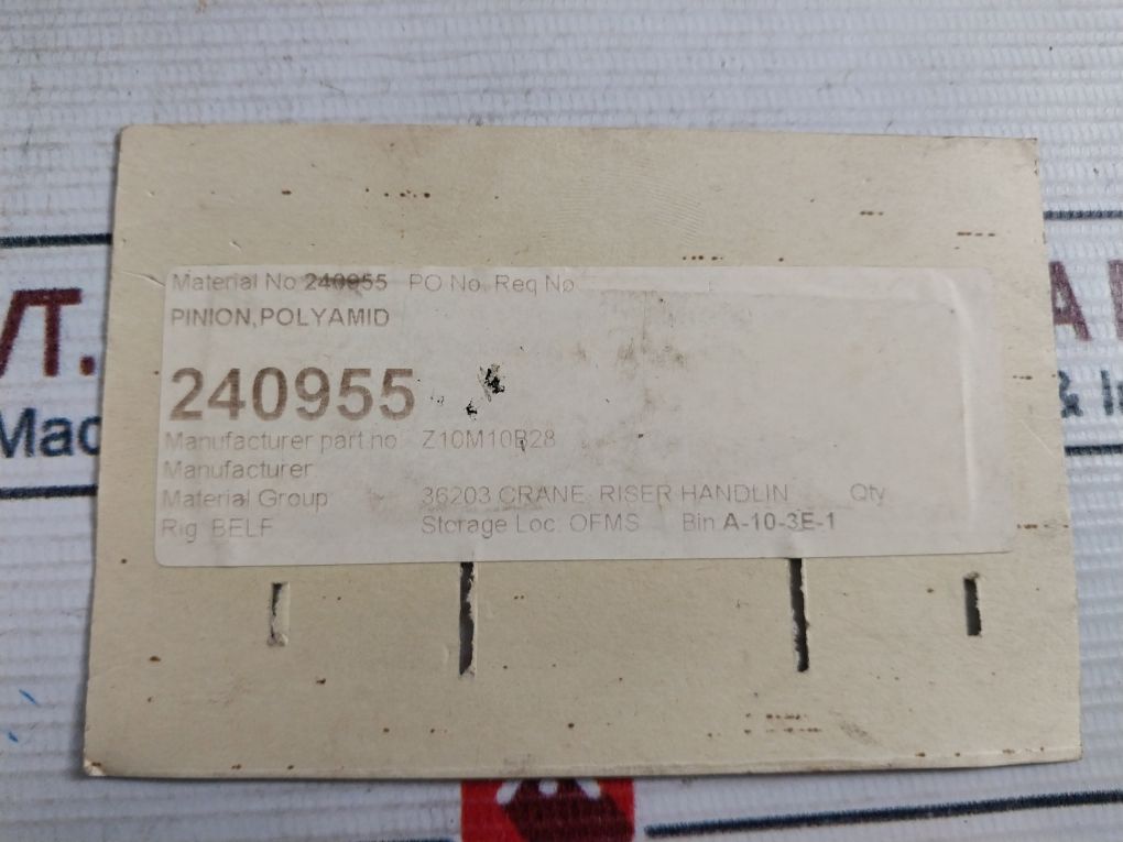 Z10M10B28 Pinion Polyamid