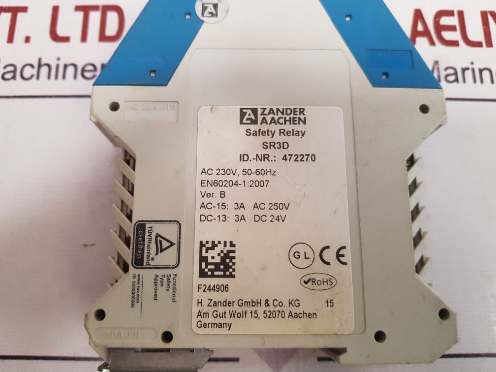 Zander Aachen Sr3D Safety Relay 472270 Ac230V 50-60Hz
