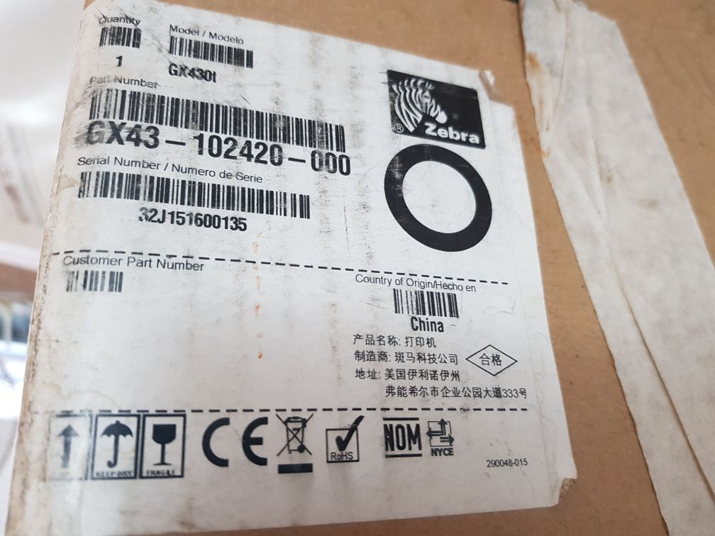 Zebra Gx430T Thermal Transfer Label Printer Set Gx43-102420-000
