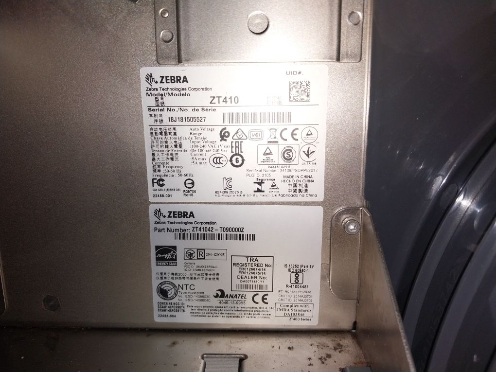 Zebra Zt41042-t090000Z Barcode Printer Zt400 Series Zt410