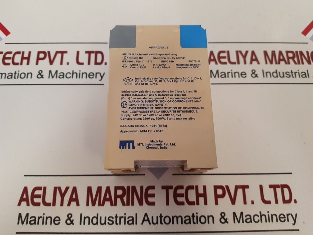 Mtl Mtl2211 2-channel Switch Operated Relay 120V Ac