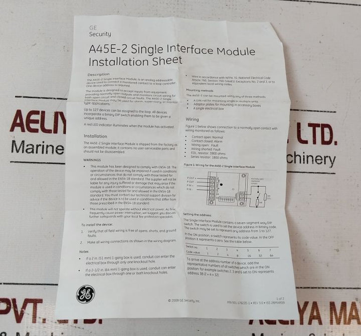 Ziton A45E-2 Single Interface Module 176201