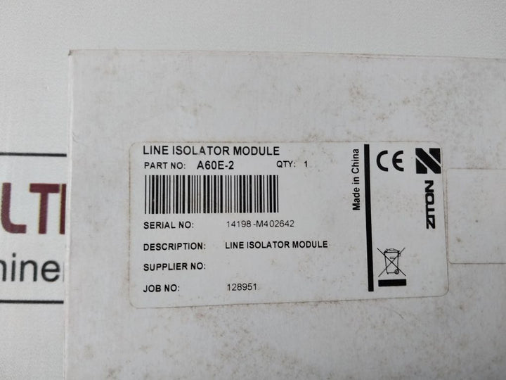 Ziton A60E-2 Line Isolator Module 501-1766Ze-1-09 Rev 09