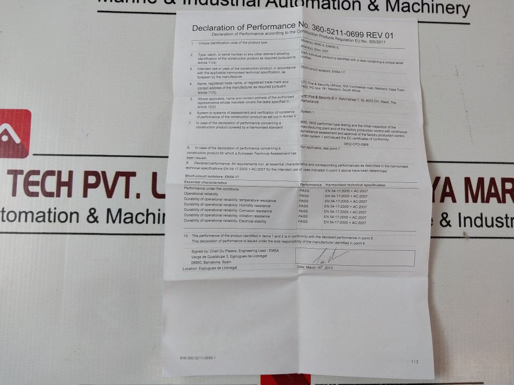 Ziton A60E-2 Line Isolator Module Rev 07