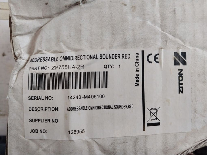 Ziton Zp755Ha-2R Red Addressable Omnidirectional Sounder