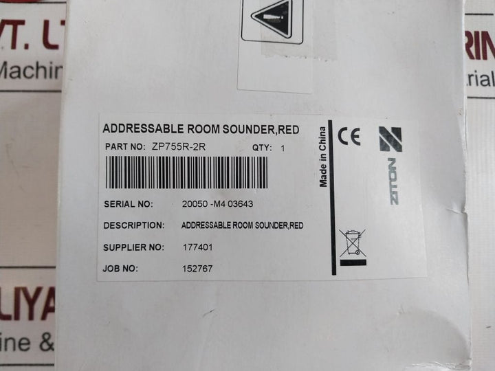 Ziton Zp755R-2R Red Addressable Room Sounder Cover 177401