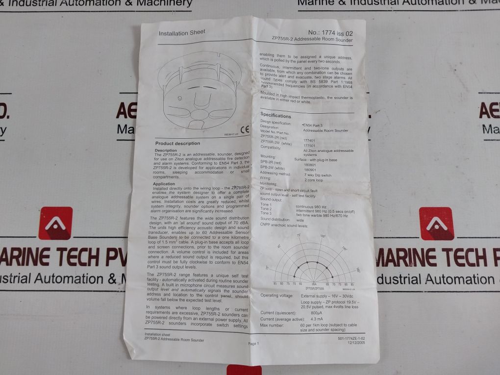 Ziton Zp755R-2R Addressable Room Sounder