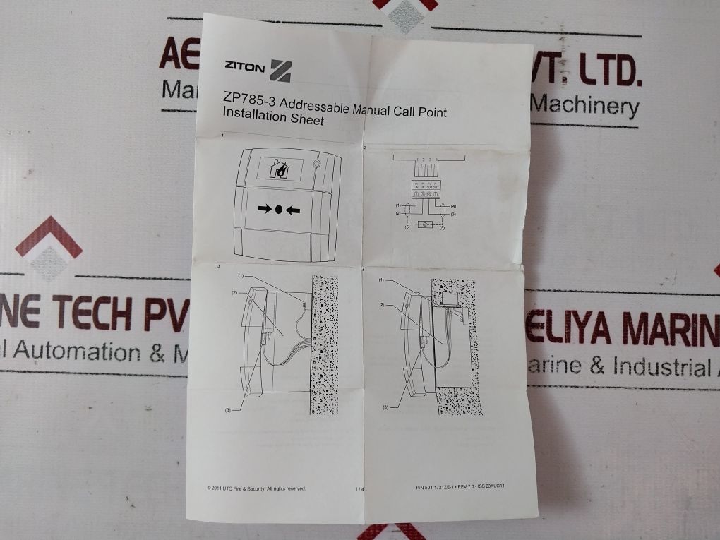 Ziton Zp785-3 Addressable Manual Call Point Rev 7.0